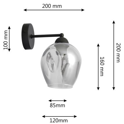 Candeeiro de parede LILI 1xE27/15W/230V preto/cinzento