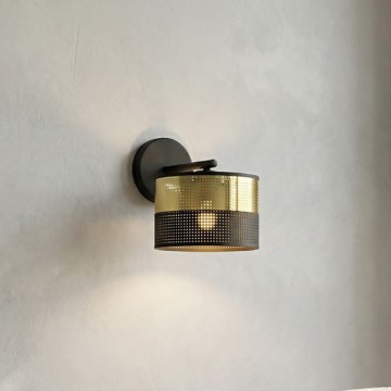 Candeeiro de parede LUX 1xE27/15W/230V preto/dourado