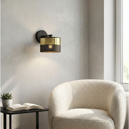 Candeeiro de parede LUX 1xE27/15W/230V preto/dourado