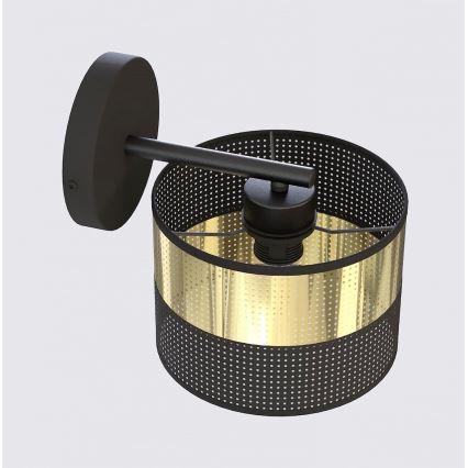 Candeeiro de parede LUX 1xE27/15W/230V preto/dourado
