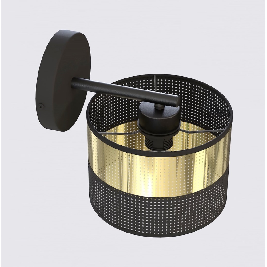 Candeeiro de parede LUX 1xE27/15W/230V preto/dourado