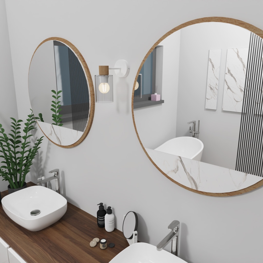 Candeeiro de parede MADERA 1xE27/60W/230V branco/madeira