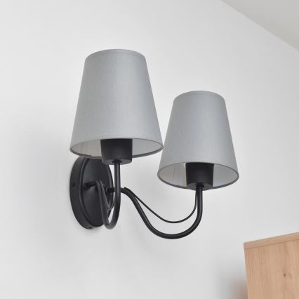Candeeiro de parede MALBO 2xE27/15W/230V cinzento/preto