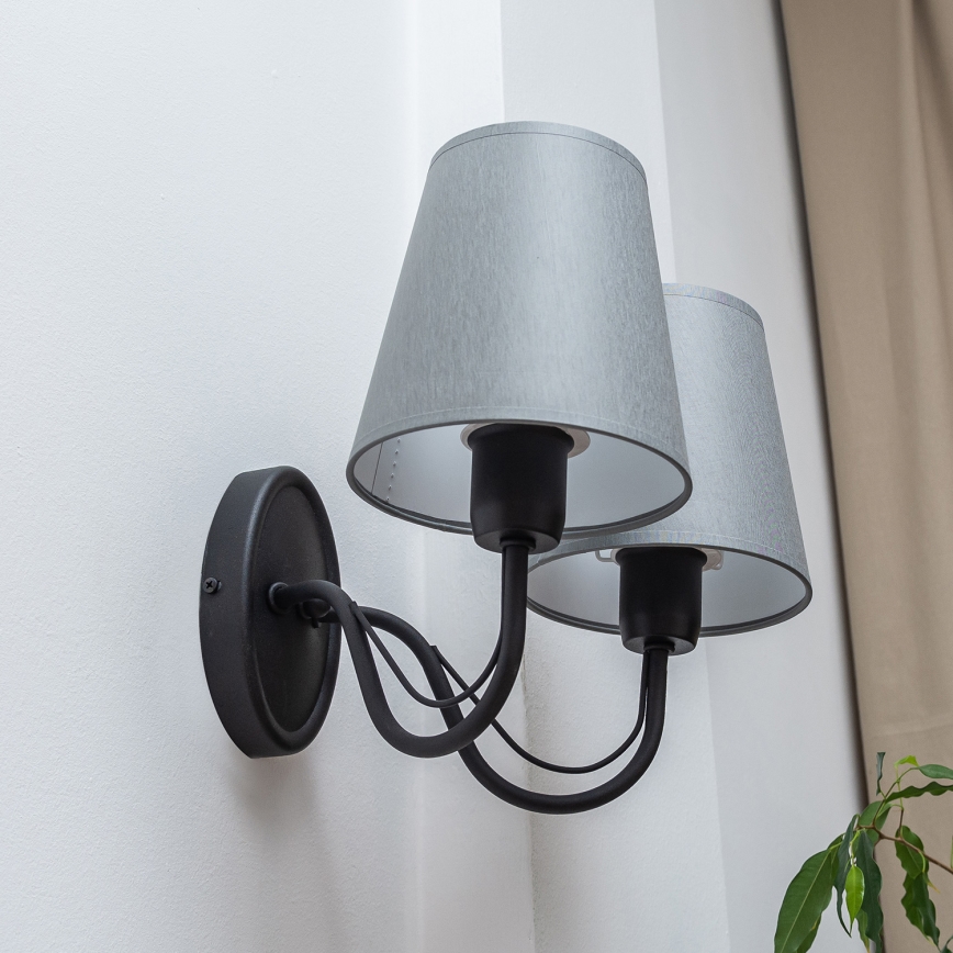 Candeeiro de parede MALBO 2xE27/15W/230V cinzento/preto