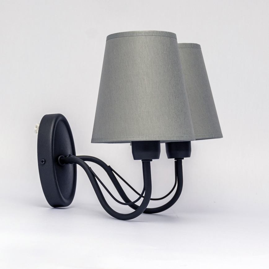 Candeeiro de parede MALBO 2xE27/15W/230V cinzento/preto
