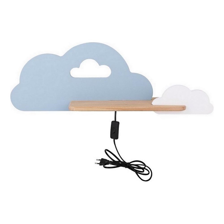 Candeeiro de parede para criança LED com prateleira CLOUD LED/5W/230V azul/branco