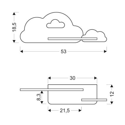 Candeeiro de parede para criança LED com prateleira CLOUD LED/5W/230V branco/rosa