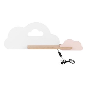 Candeeiro de parede para criança LED com prateleira CLOUD LED/5W/230V branco/rosa