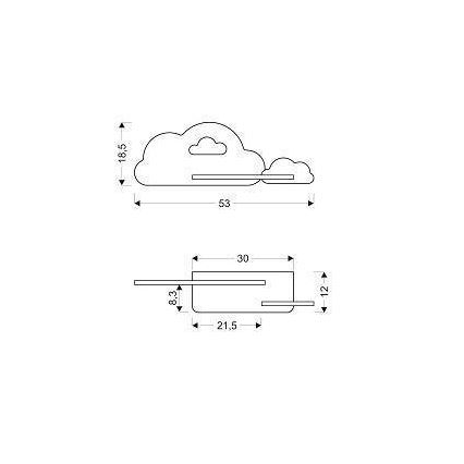 Candeeiro de parede para criança LED com prateleira CLOUD LED/5W/230V rosa/branco