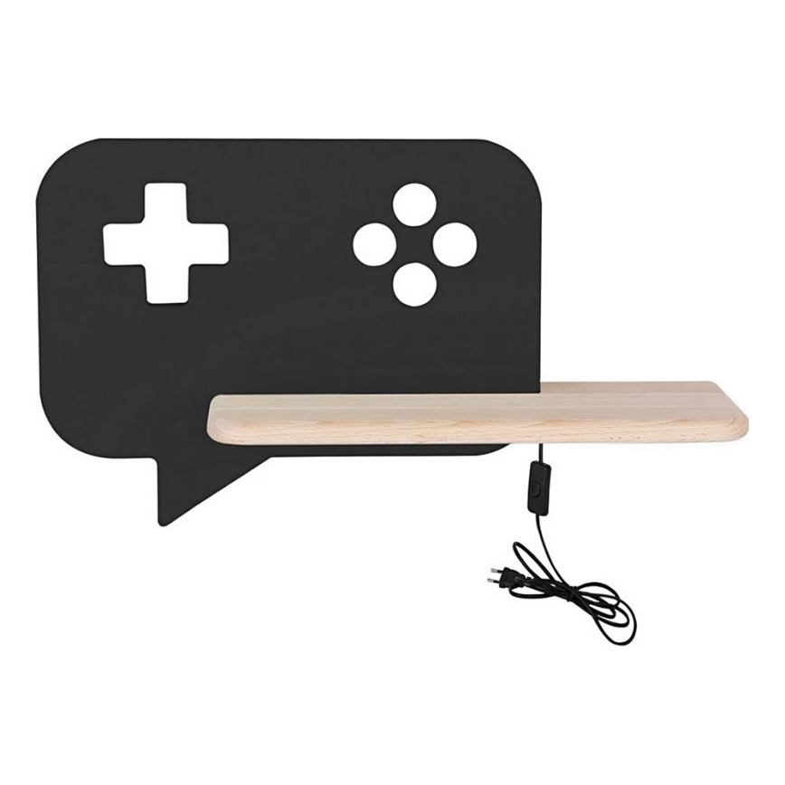 Candeeiro de parede para criança LED com prateleira CONSOLE LED/5W/230V preto