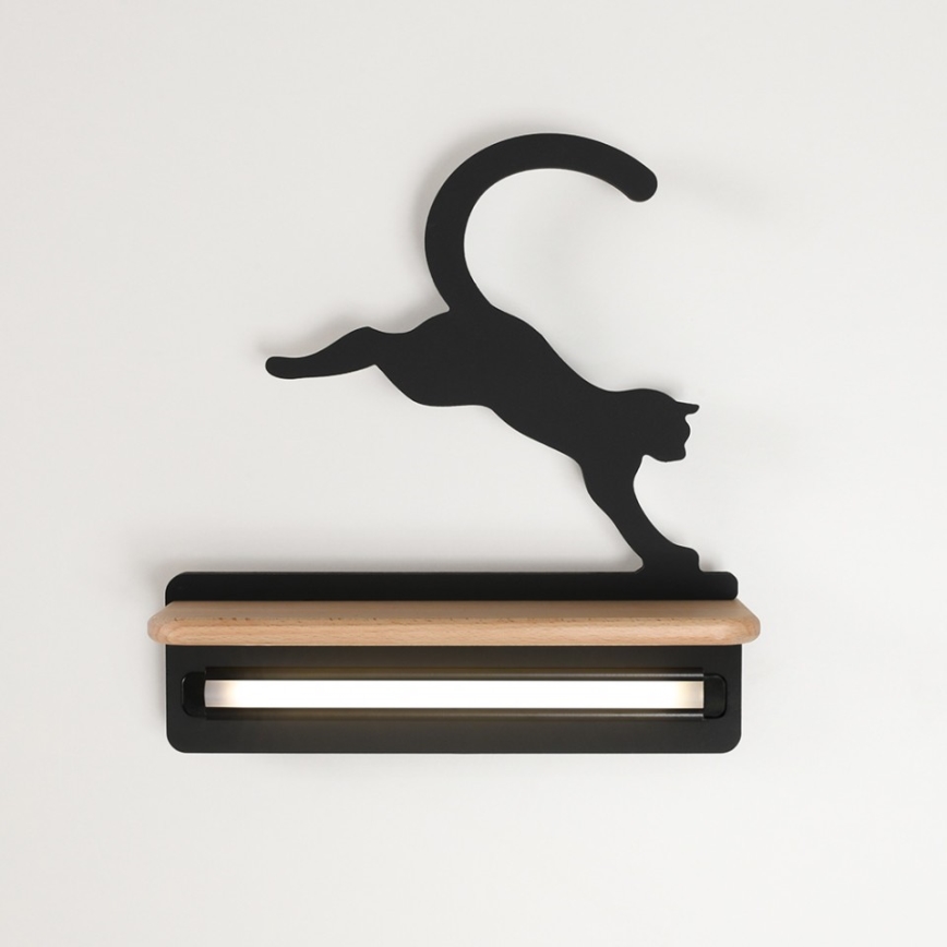 Candeeiro de parede para criança LED com prateleira JUMPING CAT LED/5W/230V