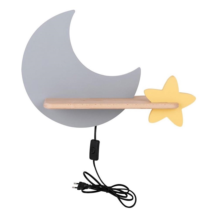 Candeeiro de parede para criança LED com prateleira MOON LED/5W/230V