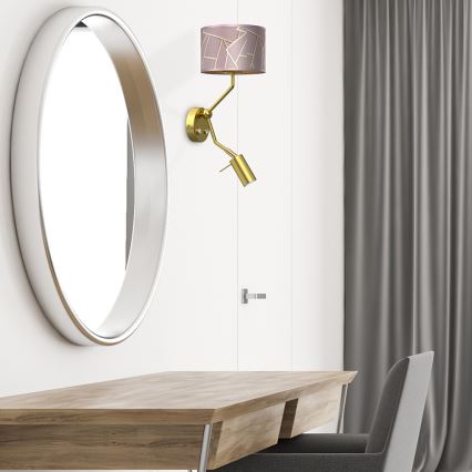 Candeeiro de parede pequeno ZIGGY 1xE27/40W/230V + 1xGU10/MR11/7W rosa/dourado