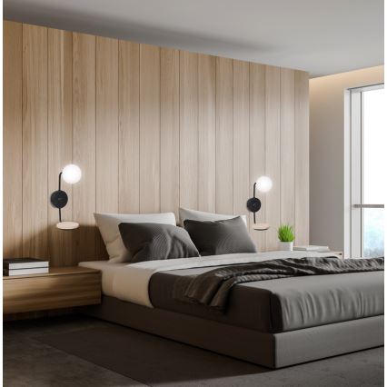 Candeeiro de parede PONIO 1xG9/25W/230V preto/faia