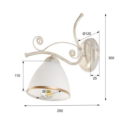 Candeeiro de parede RETRO II 1xE27/60W/230V branco pátina
