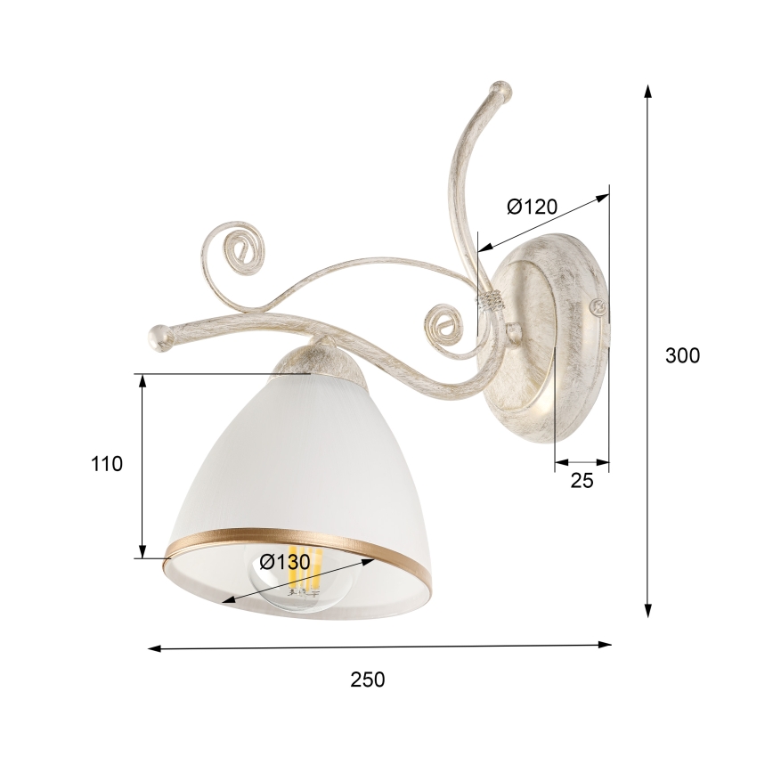 Candeeiro de parede RETRO II 1xE27/60W/230V branco pátina