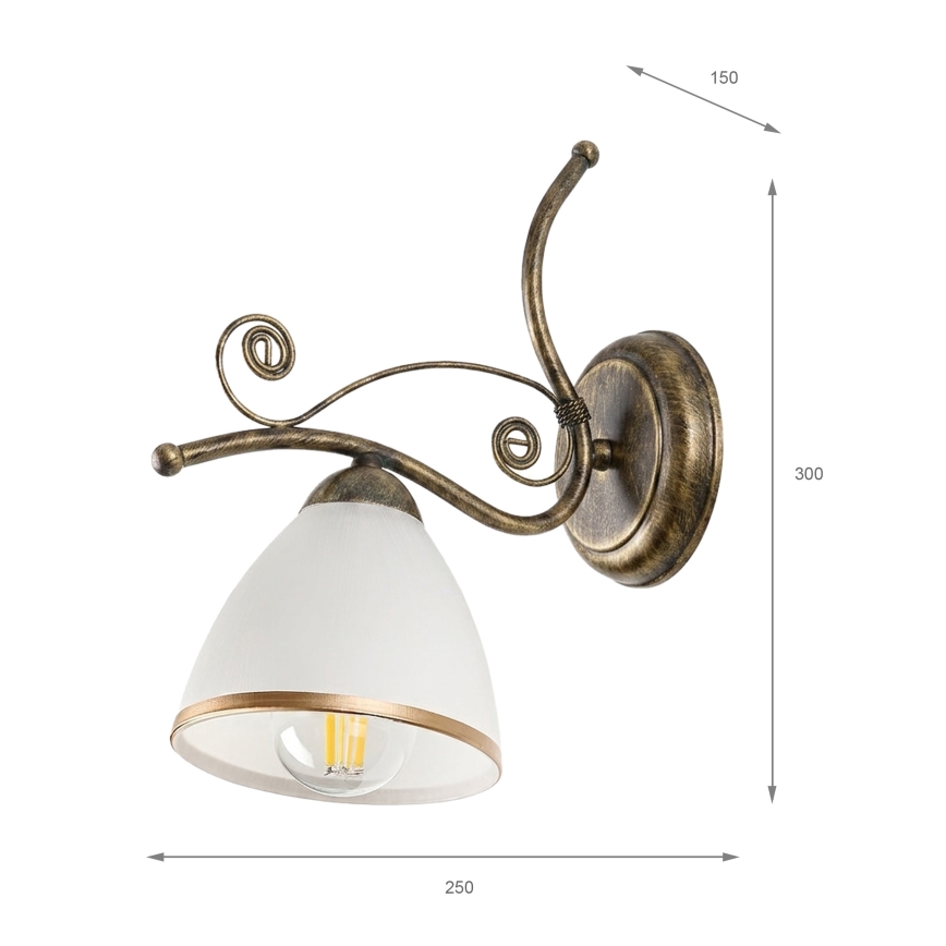 Candeeiro de parede RETRO II 1xE27/60W/230V dourado pátina