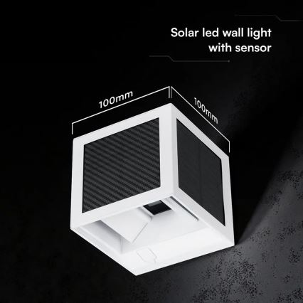 Arandela solar com sensor LED/9W/3,7V 3000/4000/6000K IP65 2600 mAh branca