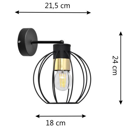 Candeeiro de parede STARLIGHT 1xE27/15W/230V preto/dourado