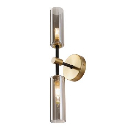 Candeeiro de parede TESSA 2xG9/5W/230V latão/preto fumê