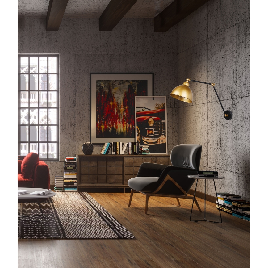 Candeeiro de parede TRUCK 1xE27/40W/230V dourado/preto