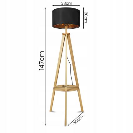 Candeeiro de pé 1xE27/40W/230V preto