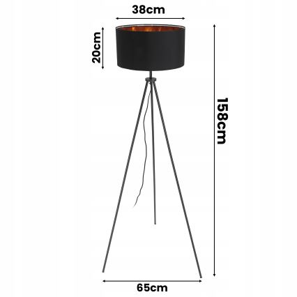 Candeeiro de pé 1xE27/40W/230V preto