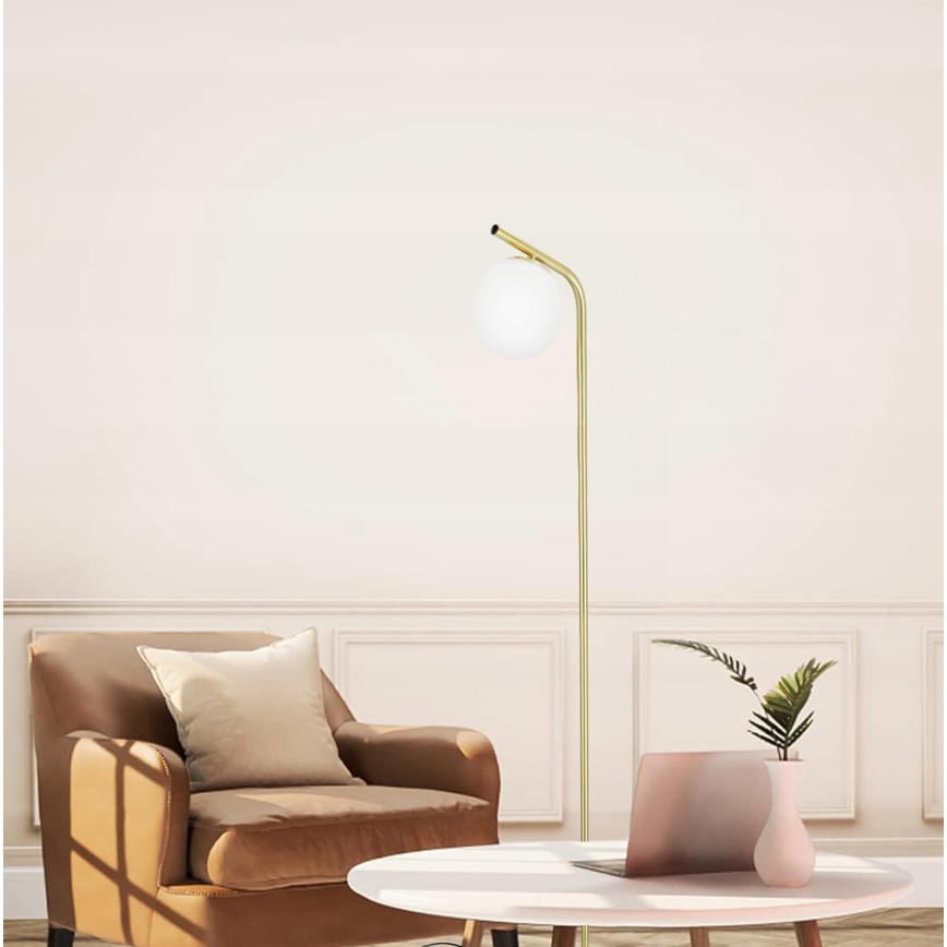 Candeeiro de pé 1xG9/40W/230V dourado/branco