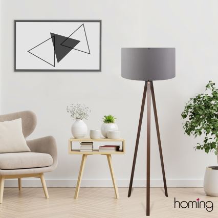 Candeeiro de pé AYD 1xE27/40W/230V castanho/cinza