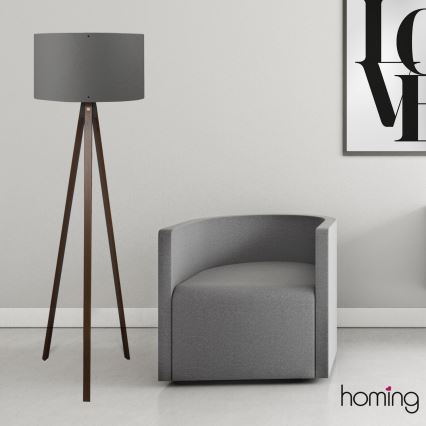 Candeeiro de pé AYD 1xE27/40W/230V castanho/cinzento