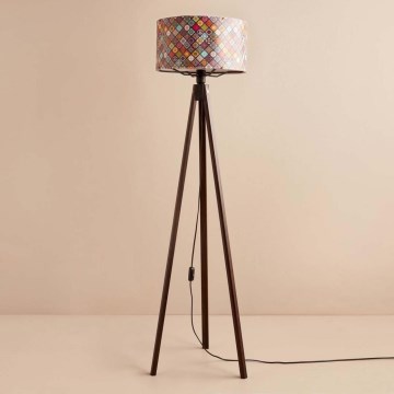 Candeeiro de pé AYD 1xE27/40W/230V castanho/multicolorido