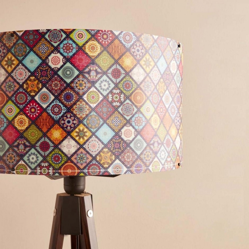 Candeeiro de pé AYD 1xE27/40W/230V castanho/multicolorido