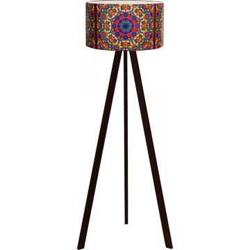 Candeeiro de pé AYD 1xE27/40W/230V castanho/multicolorido