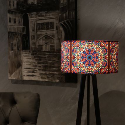 Candeeiro de pé AYD 1xE27/40W/230V castanho/multicolorido