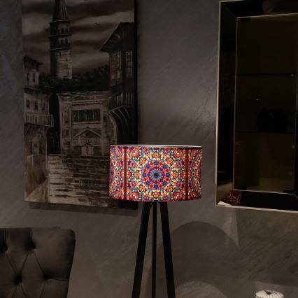 Candeeiro de pé AYD 1xE27/40W/230V castanho/multicolorido