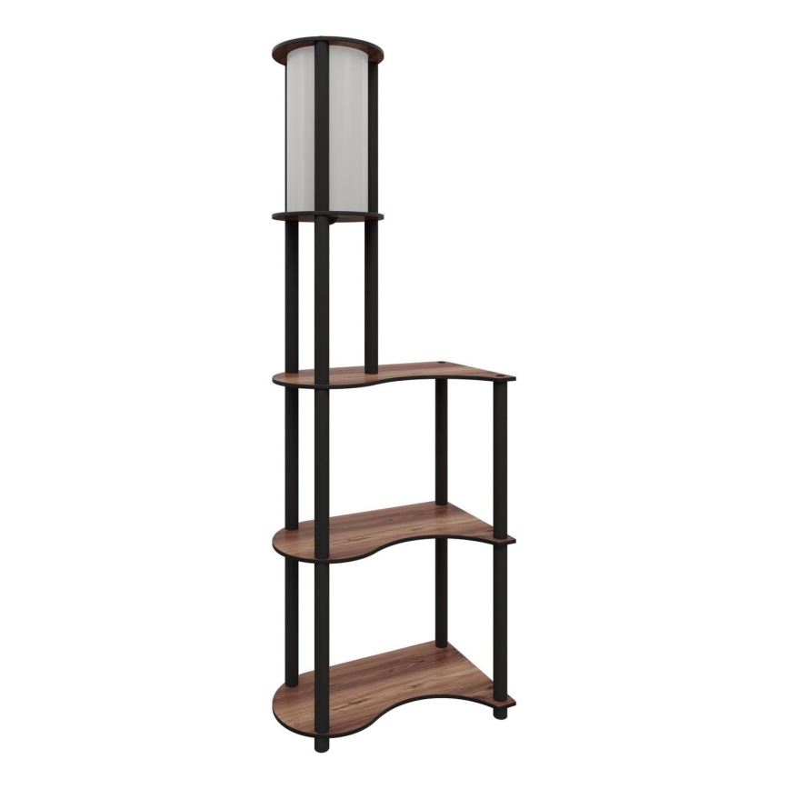 Candeeiro de pé com prateleiras 1xE27/40W/230V 140 cm preto/castanho