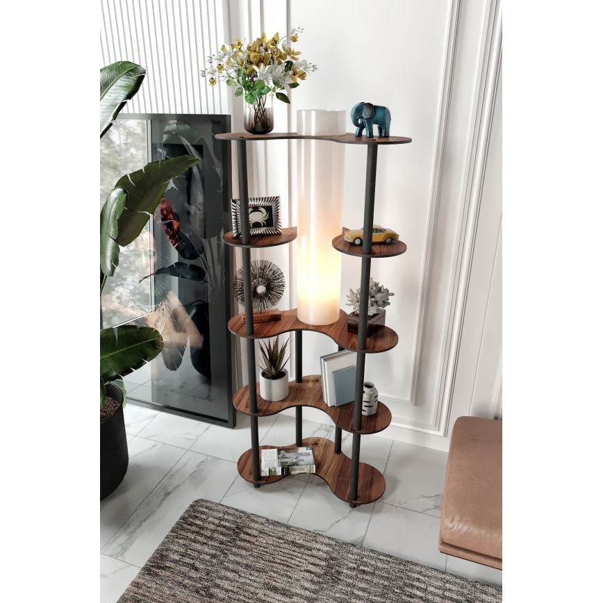 Candeeiro de pé com prateleiras 1xE27/40W/230V 150 cm preto/castanho