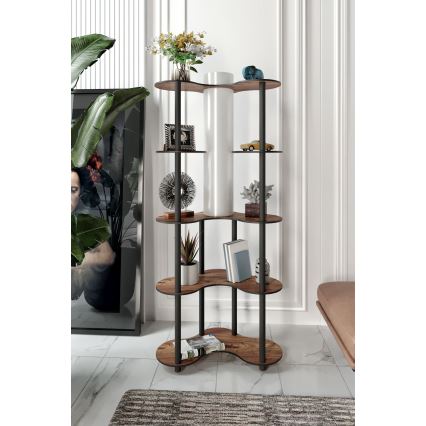 Candeeiro de pé com prateleiras 1xE27/40W/230V 150 cm preto/castanho