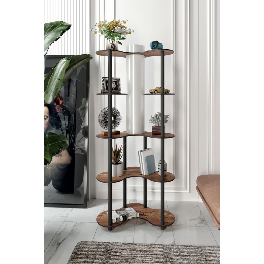 Candeeiro de pé com prateleiras 1xE27/40W/230V 150 cm preto/castanho