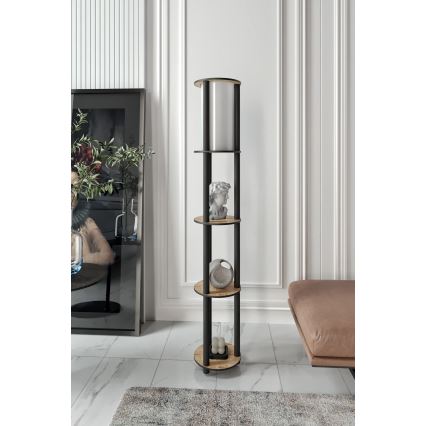 Candeeiro de pé com prateleiras 1xE27/40W/230V 150 cm preto/castanho