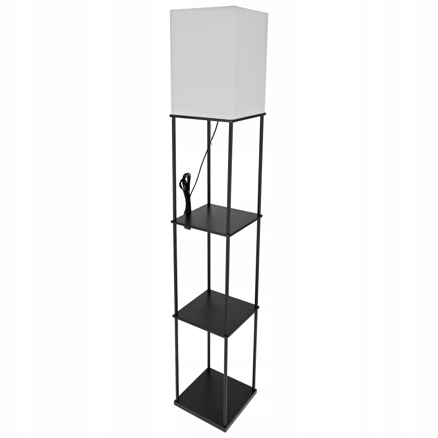 Candeeiro de pé com prateleiras 1xE27/40W/230V 160 cm preto/branco