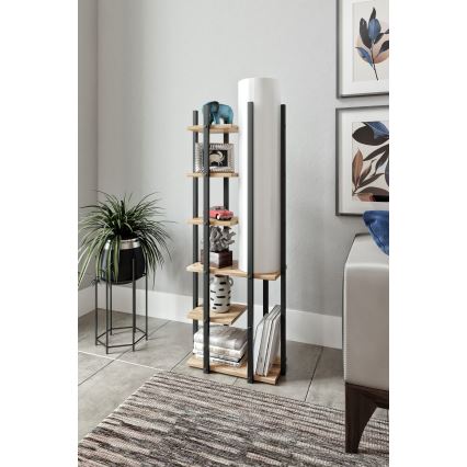 Candeeiro de pé com prateleiras MODA DOR 1xE27/40W/230V preto/castanho