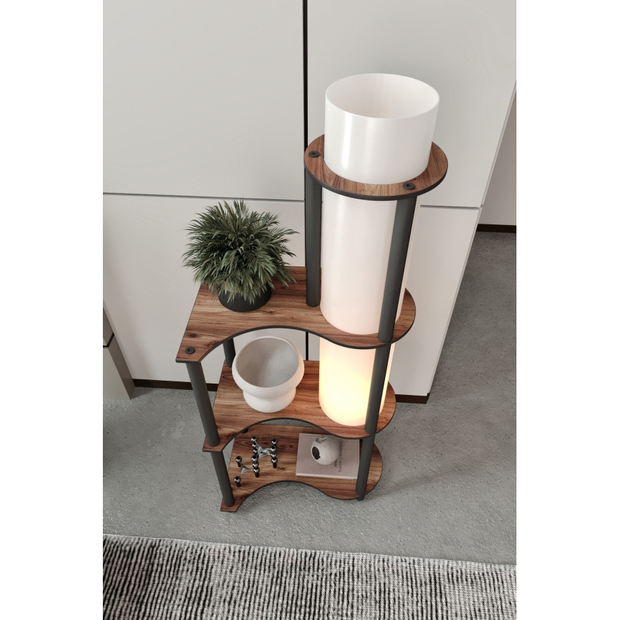 Candeeiro de pé com prateleiras NOTO 1xE27/40W/230V castanho/preto