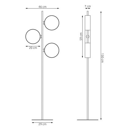 Candeeiro de pé DRUMZ 3xE14/10W/230V preto