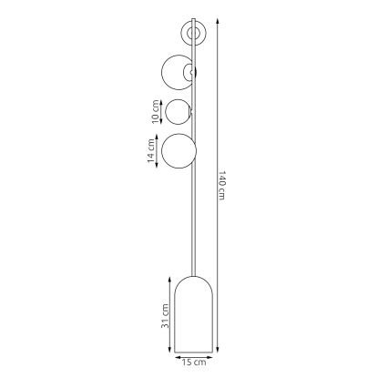 Candeeiro de pé ETNO 4xG9/8W/230V preto