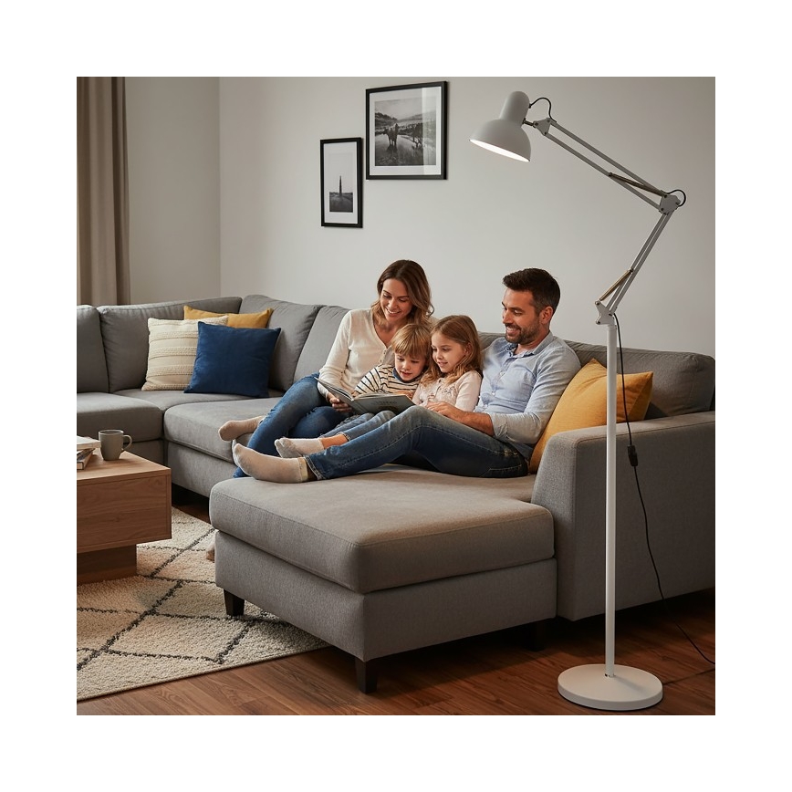 Candeeiro de pé flexível AURIQ 1xE27/60W/230V 184 cm branco