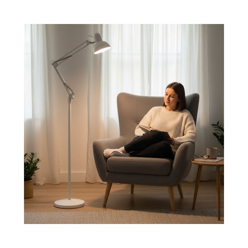 Candeeiro de pé flexível AURIQ 1xE27/60W/230V 184 cm branco