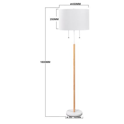 Candeeiro de pé FOGO 2xE27/15W/230V branco/bege