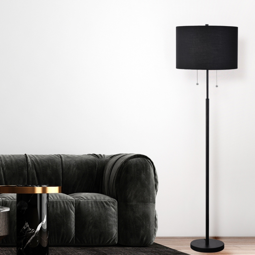 Candeeiro de pé FOGO 2xE27/15W/230V preto