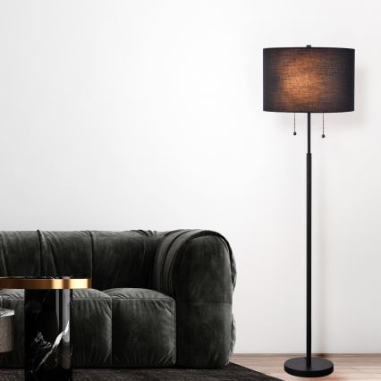 Candeeiro de pé FOGO 2xE27/15W/230V preto
